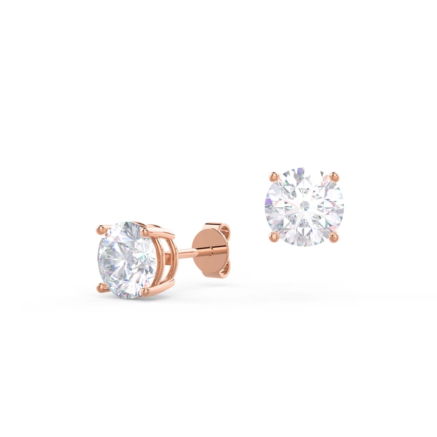 1.0 TCW Round Shape Moissanite Stud Earrings in Gold 6