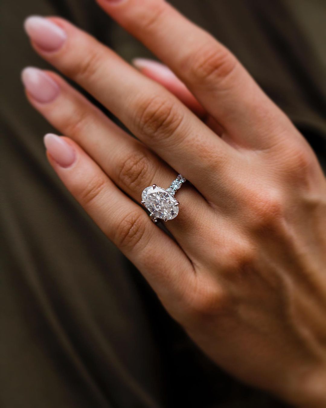 5.10 CT Oval Cut Hidden Halo Moissanite Engagement Ring 5