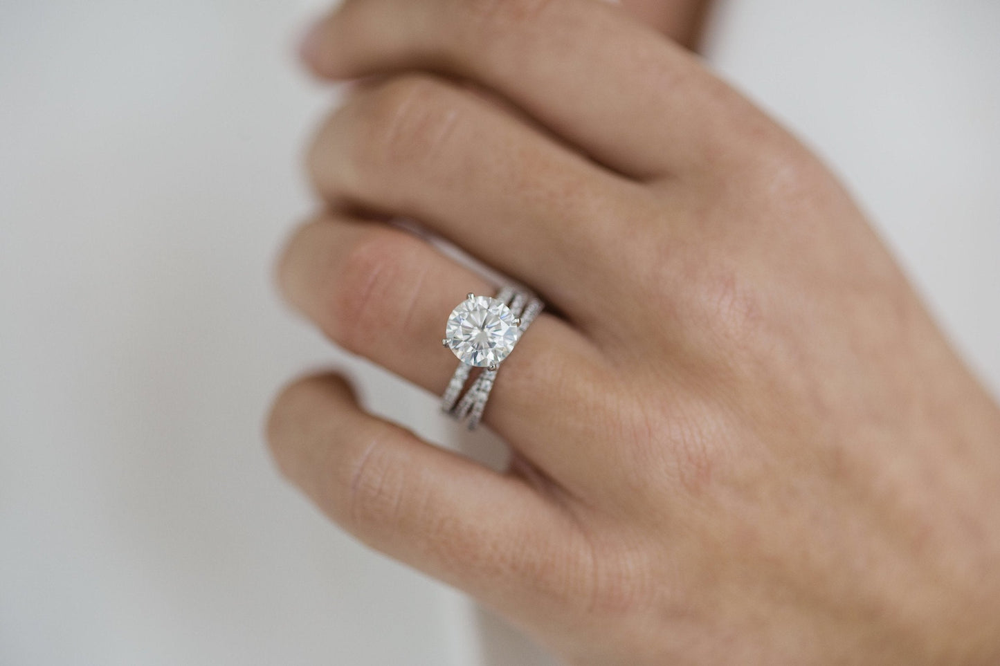 2.50 CT Round Cut Hidden Halo Moissanite Engagement Ring 8