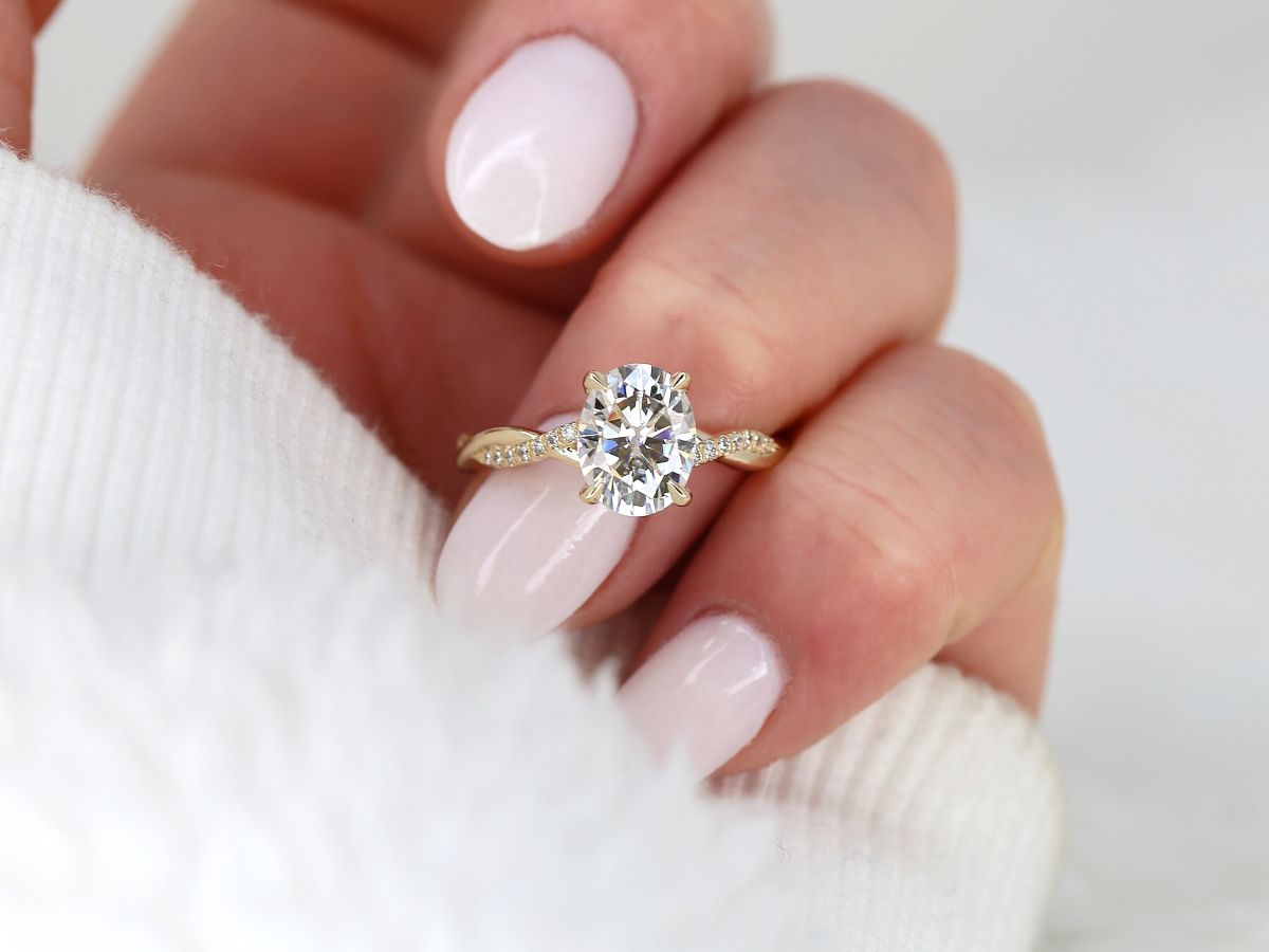 Stunning 2 CT Oval Moissanite Engagement Ring with Twisted Pave Design 8