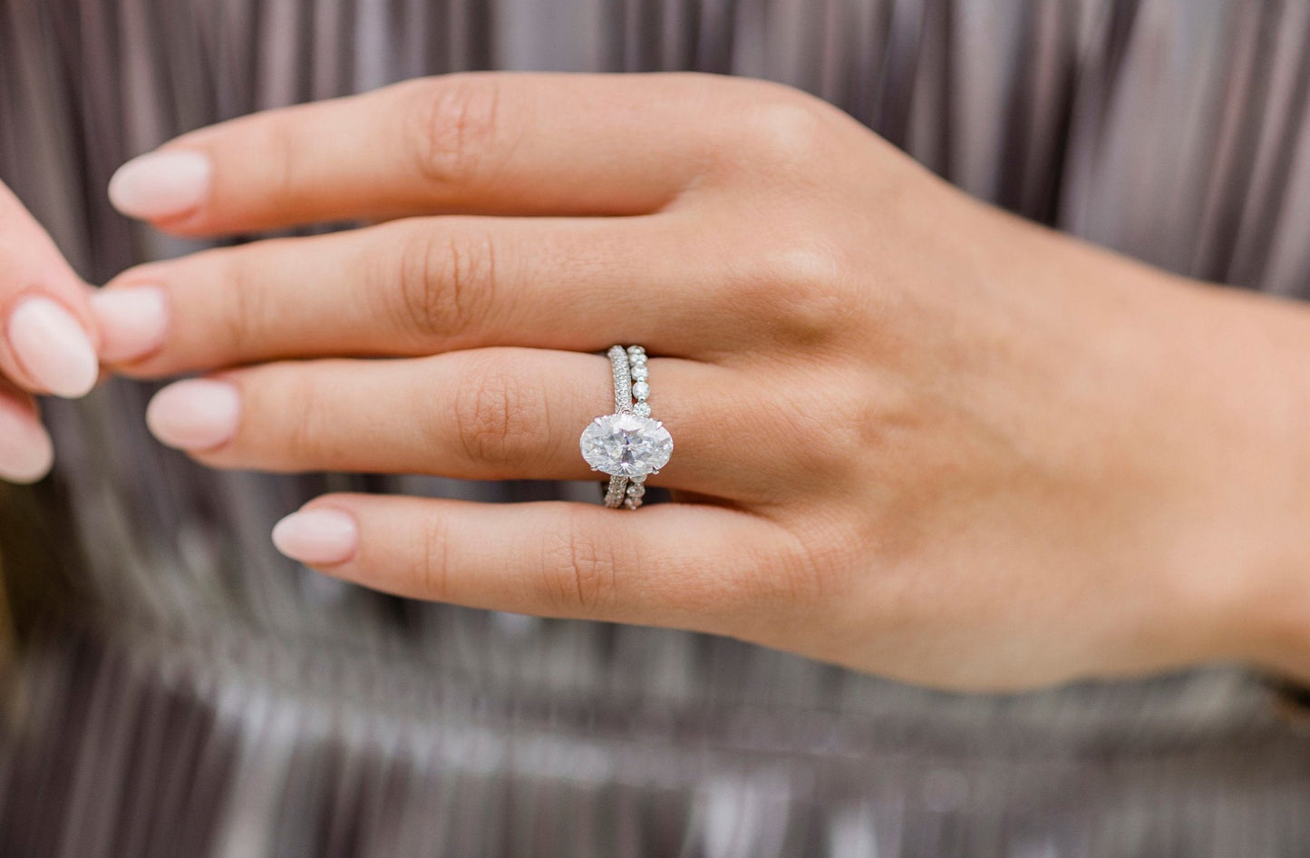 3.40 CT Oval Moissanite Ring Featuring Hidden Halo Style 9