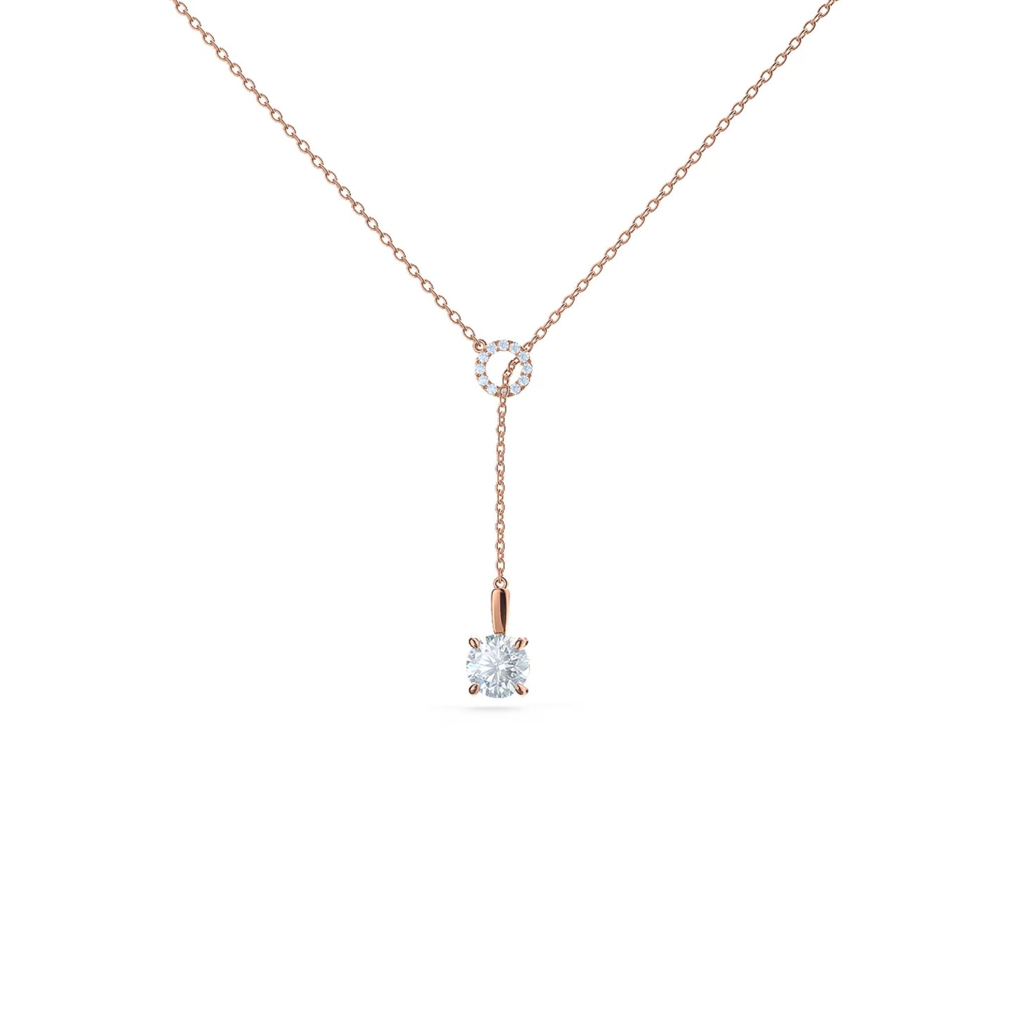 0.20 CT Round Moissanite Diamond Lariat Necklace in Solid Gold 6