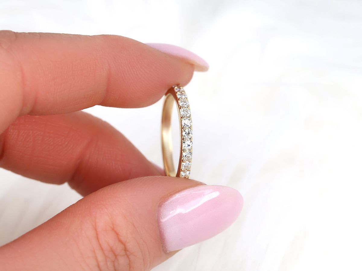 Stunning 0.48 TCW Round Moissanite Stones Half Eternity Wedding Bands 6