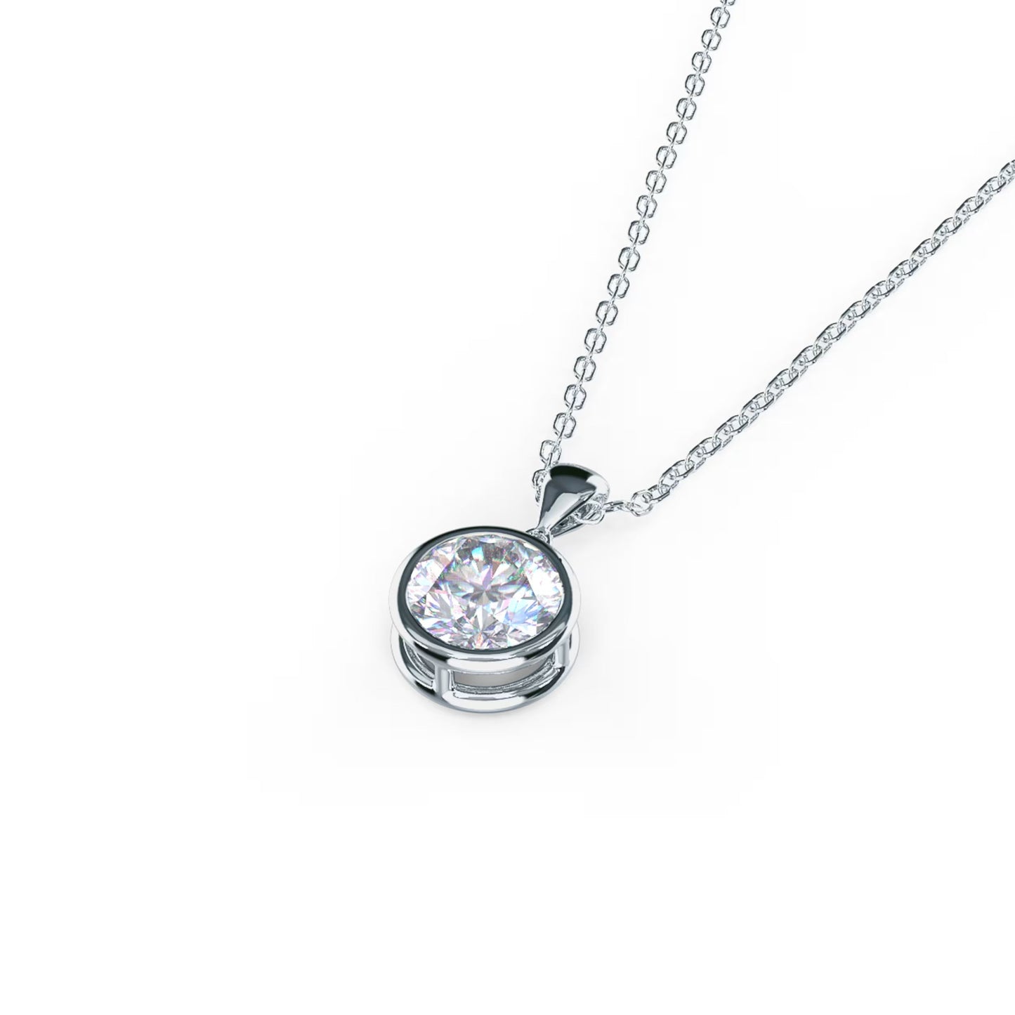 1.0 CT Round Cut Moissanite Bezel Pendant Necklace in Solid Gold 7
