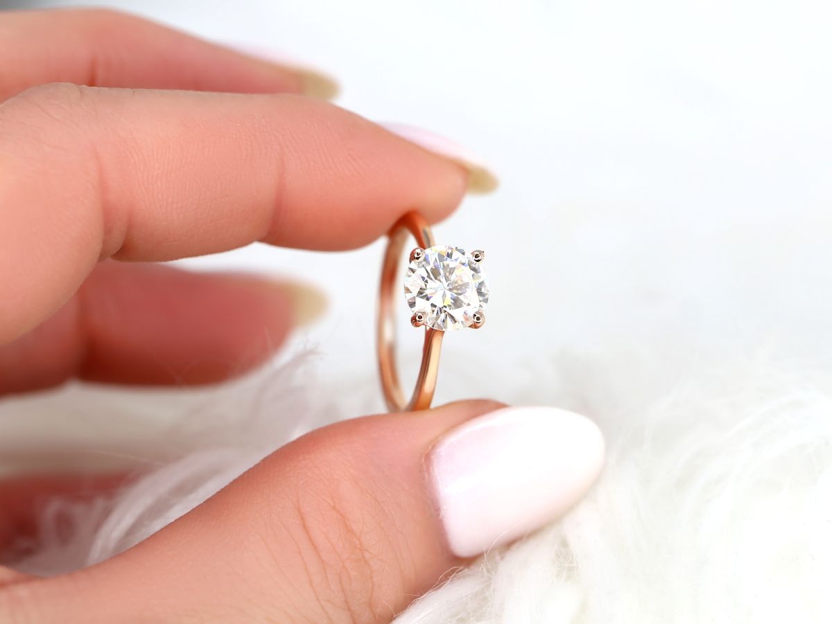 Stunning 2.0 CT Round Moissanite Engagement Ring with Solitaire Design 9