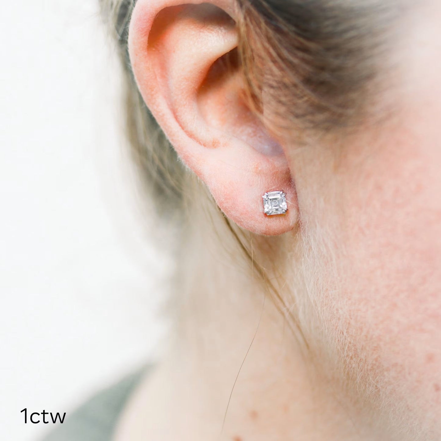 1.50 TCW Asscher Shape Moissanite Stud Earrings in Gold 8