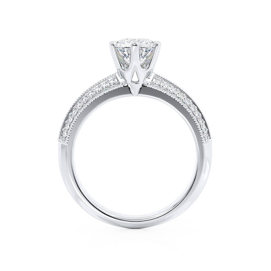 1.20 CT Round Pave Setting CVD E/VS1 Diamond Engagement Ring