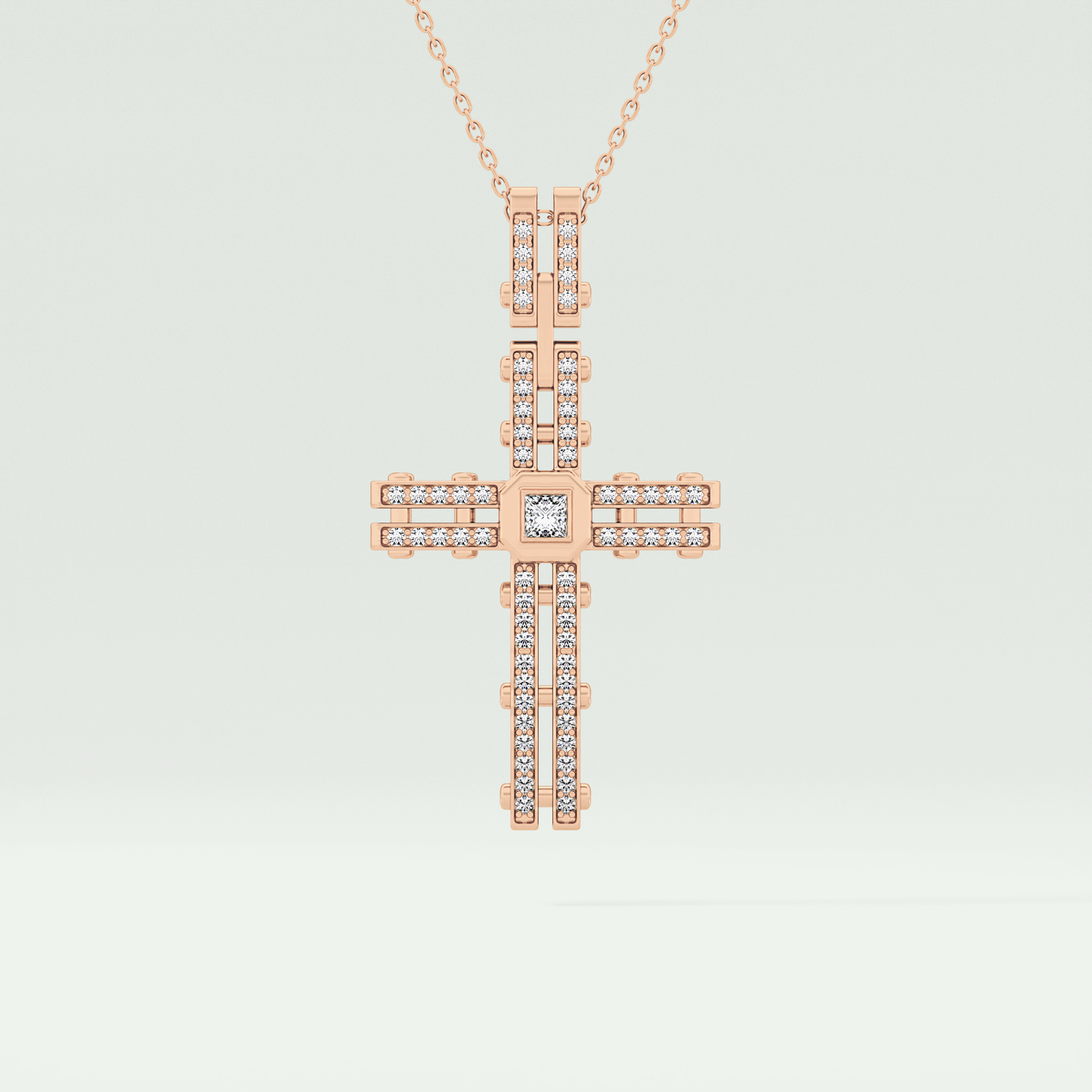 0.20 CT Eternal Cross Moissanite Diamond Necklace For Him 9