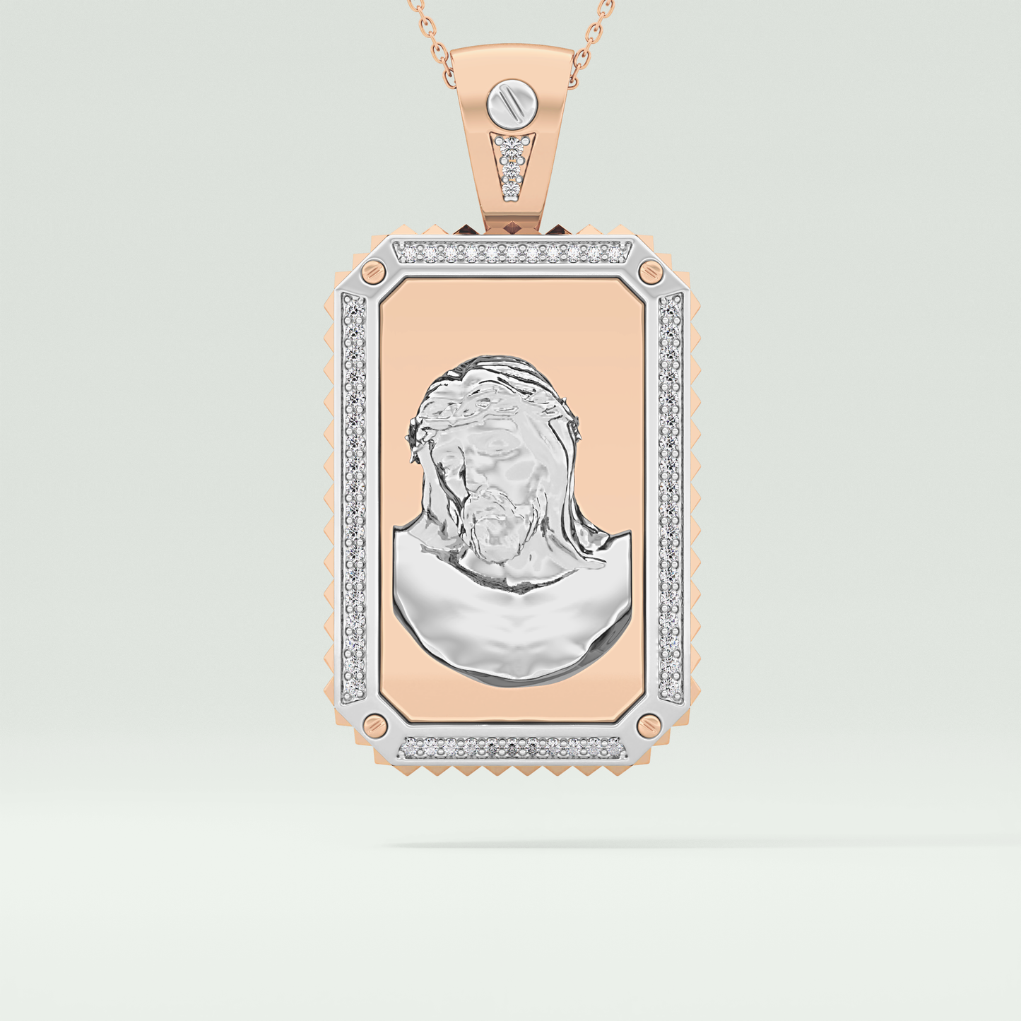 0.45 CT Jesus With Round Moissanite Diamond Stones Necklace 9