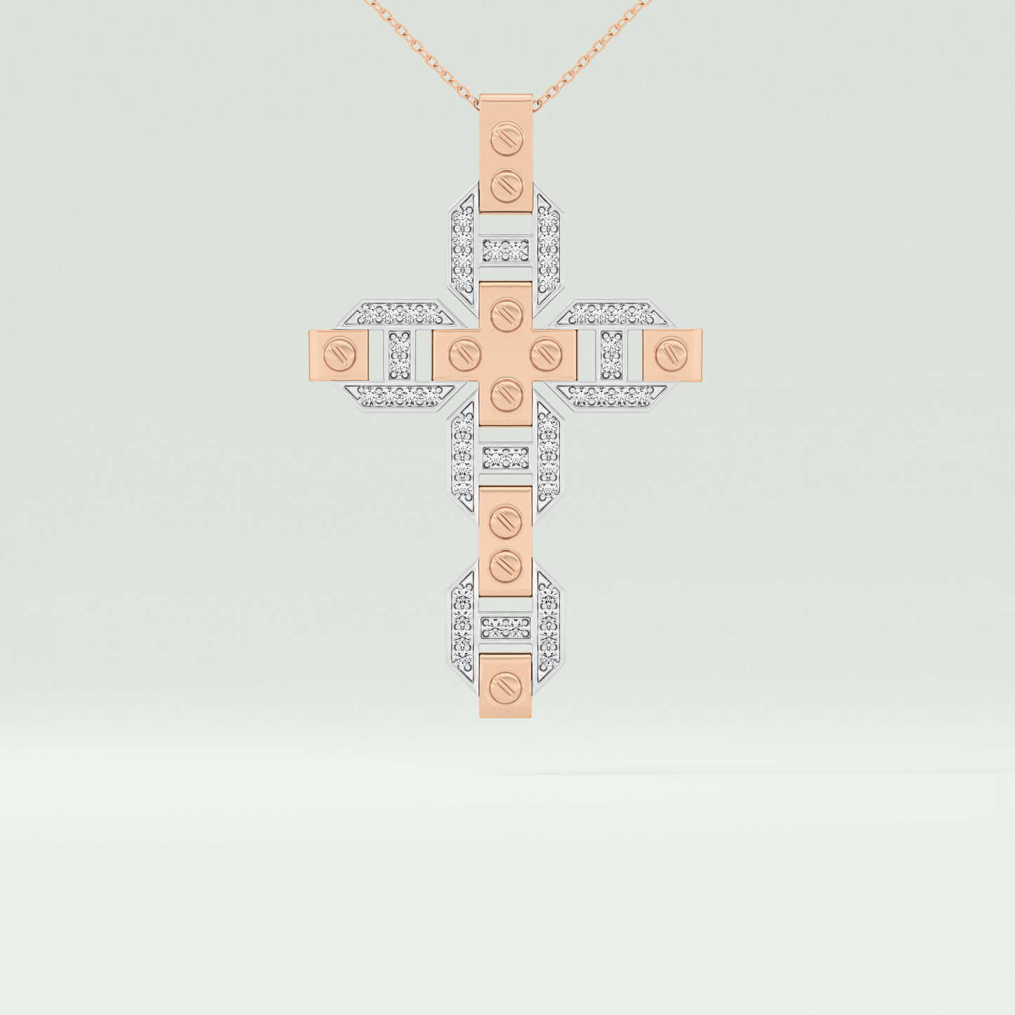 0.50 CT Cross White Moissanite Diamond Necklace For Him 9