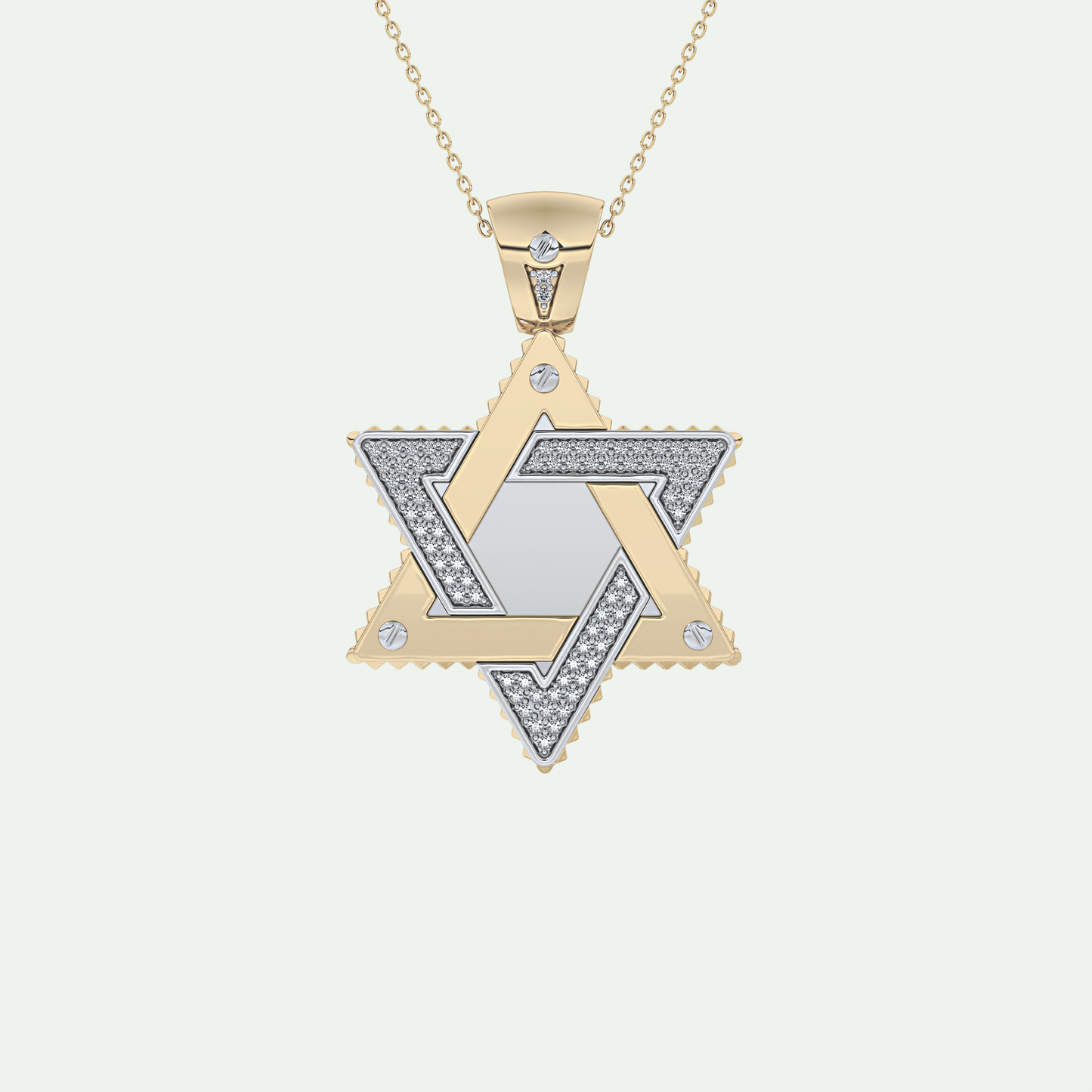 0.45 CT Unique Star Shaped Moissanite Diamond Stones Two Tone Necklace 9