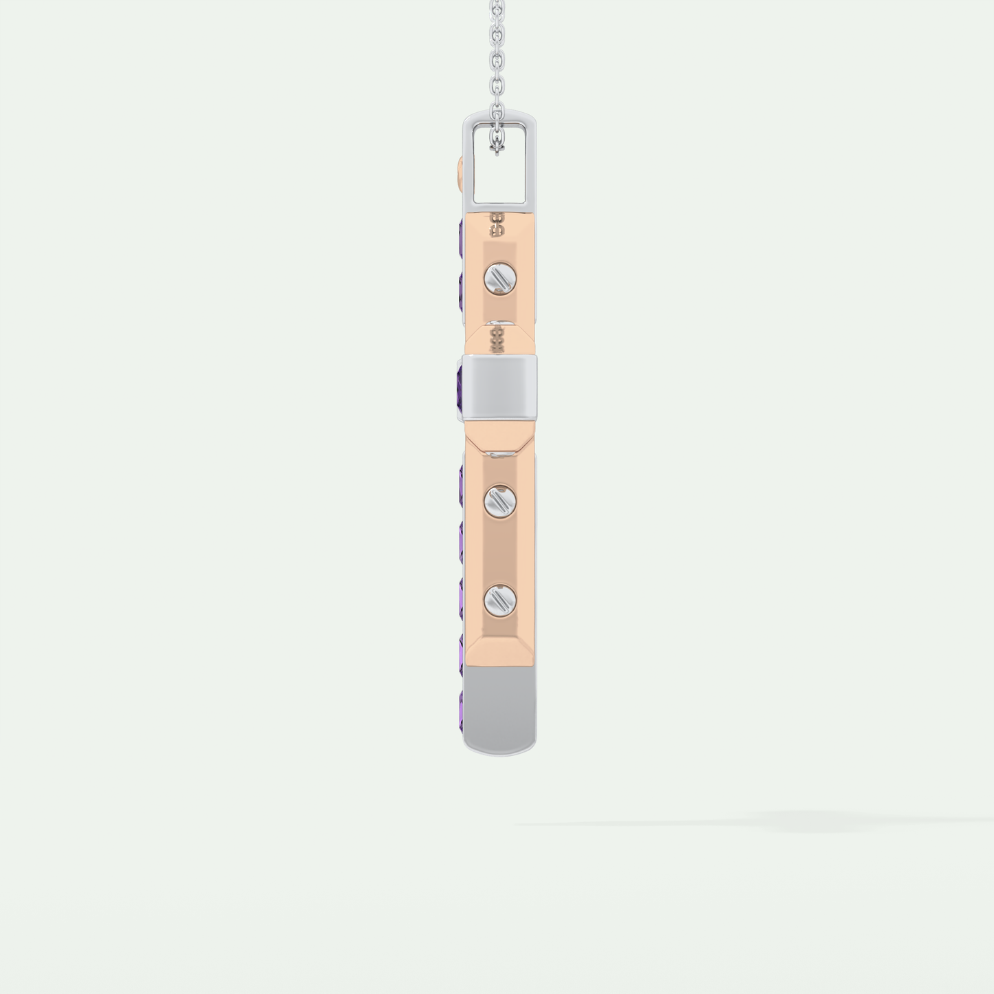 1.20 CT Polished Cross Purple Moissanite Diamond Necklace For Him 8