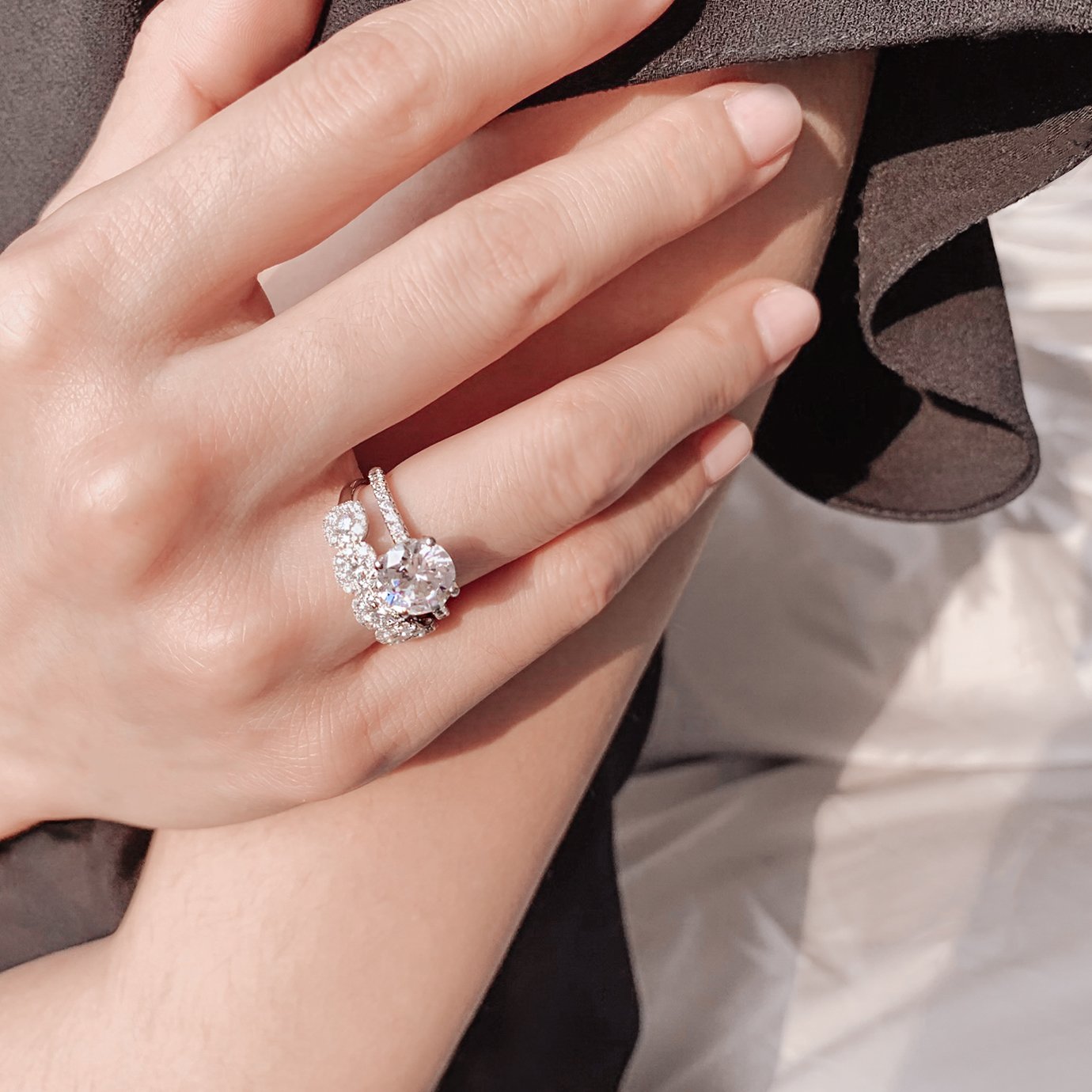 Round Pave Lab Grown Diamond Engagement Ring