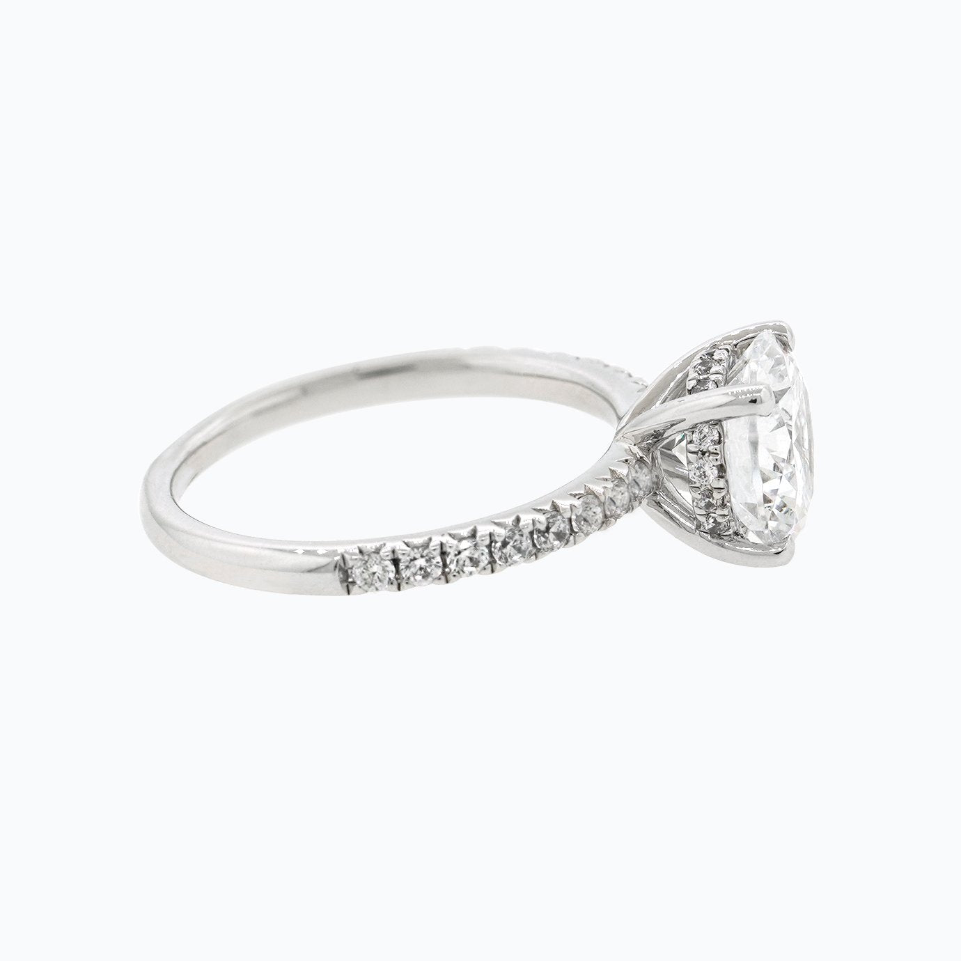 Round Pave Lab Grown Diamond Engagement Ring