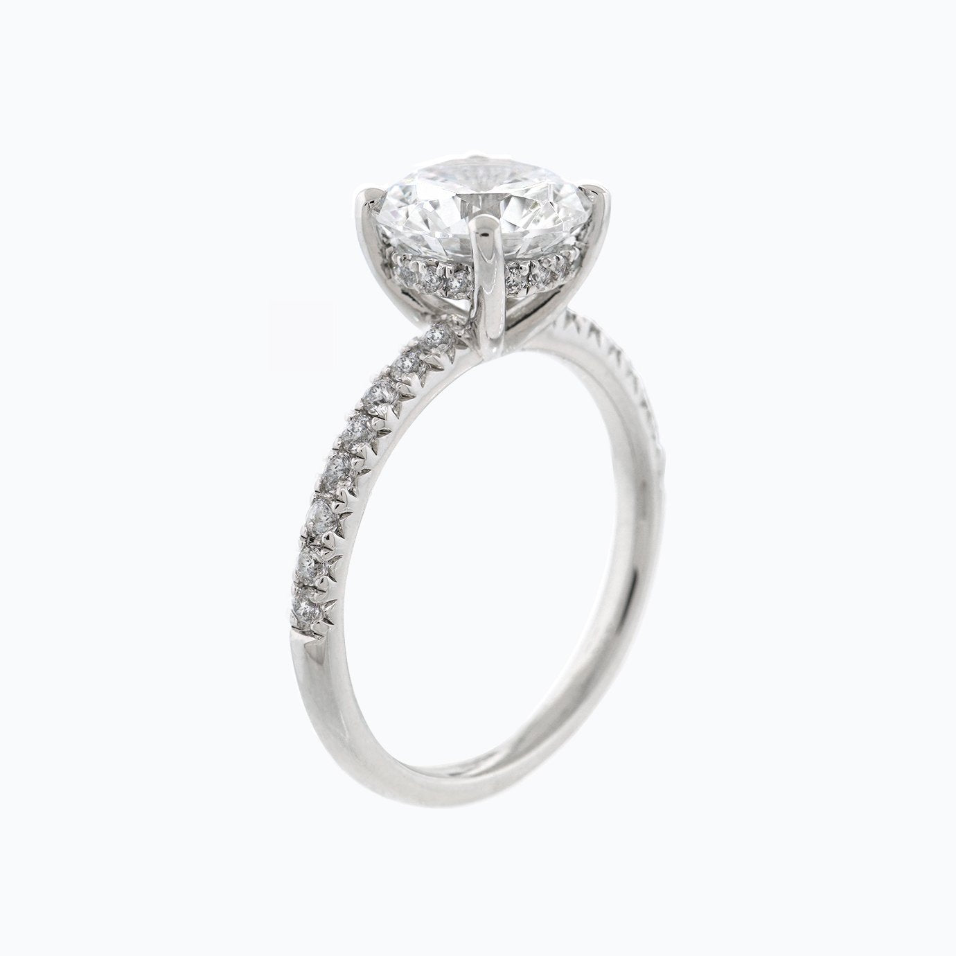Round Pave Lab Grown Diamond Engagement Ring