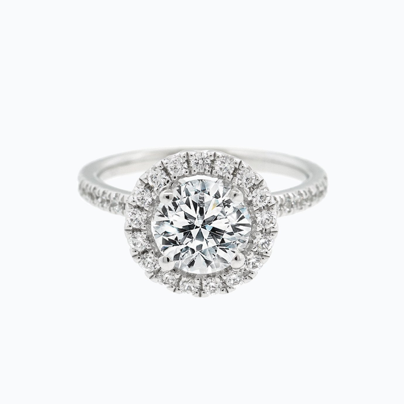 Round Halo & Pave Lab Grown Diamond Engagement Ring