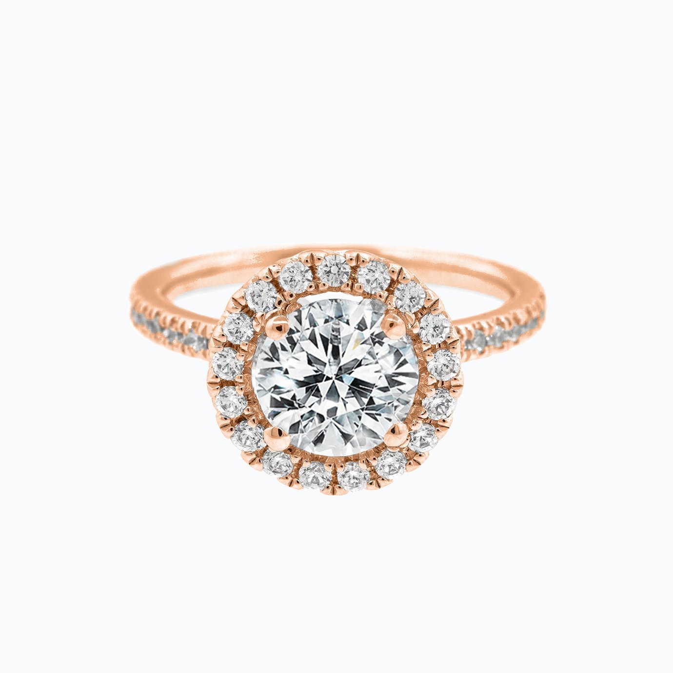 Round Halo & Pave Lab Grown Diamond Engagement Ring