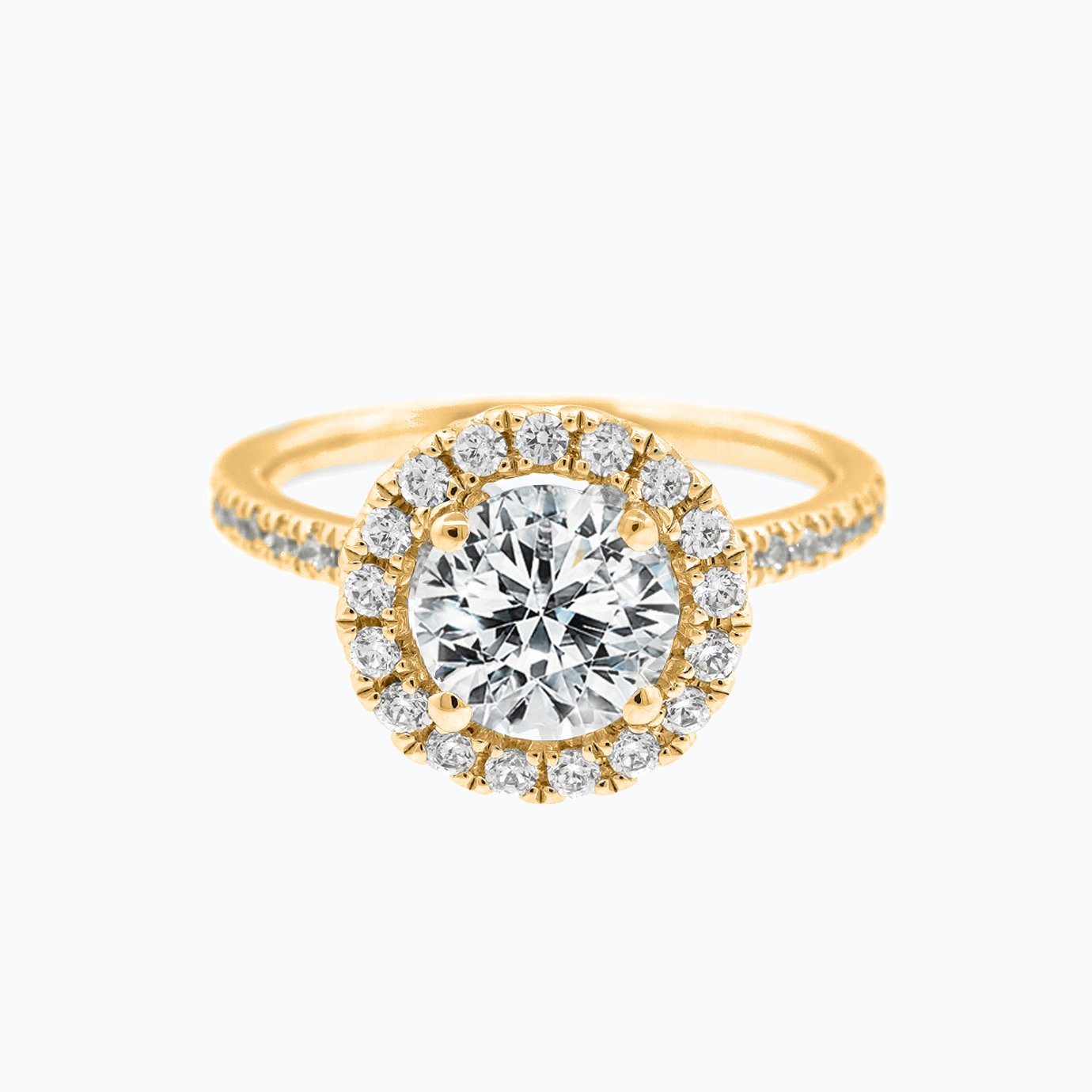 Round Halo & Pave Lab Grown Diamond Engagement Ring