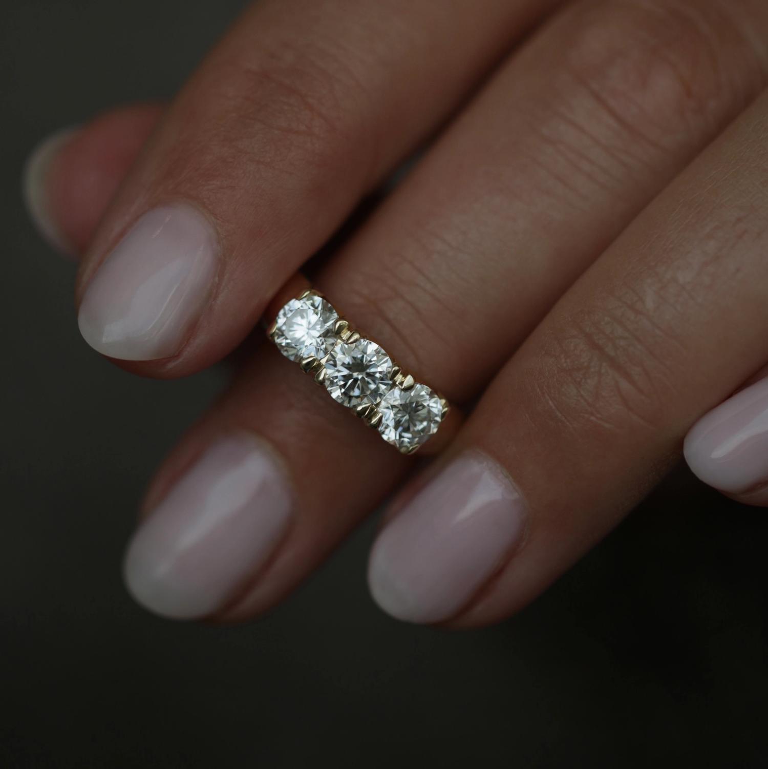 1.50 CT Round Three Stones Lab Grown Diamond Wedding Band