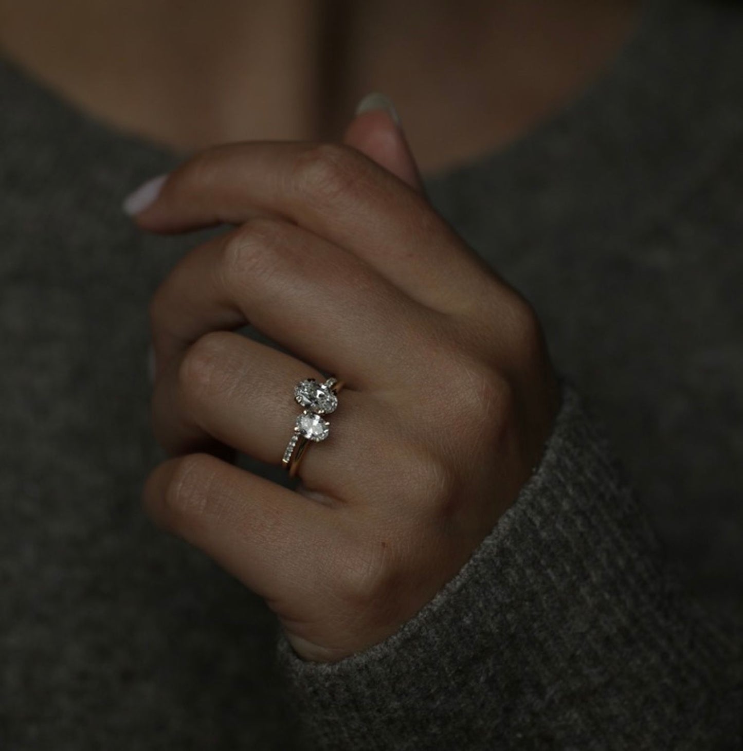 1.21 CT Oval Cut Pave CVD E/VS1 Diamond Engagement Ring 4