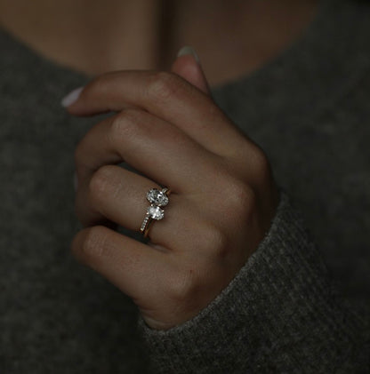 1.21 CT Oval Cut Pave CVD E/VS1 Diamond Engagement Ring 4