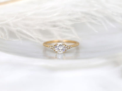 Stunning 0.75 CT Round Moissanite Engagement Ring With Cluster Design 1