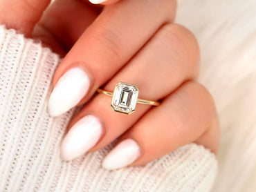 Stunning 1.75 CT Emerald Moissanite Engagement Ring with Bezel Design 10