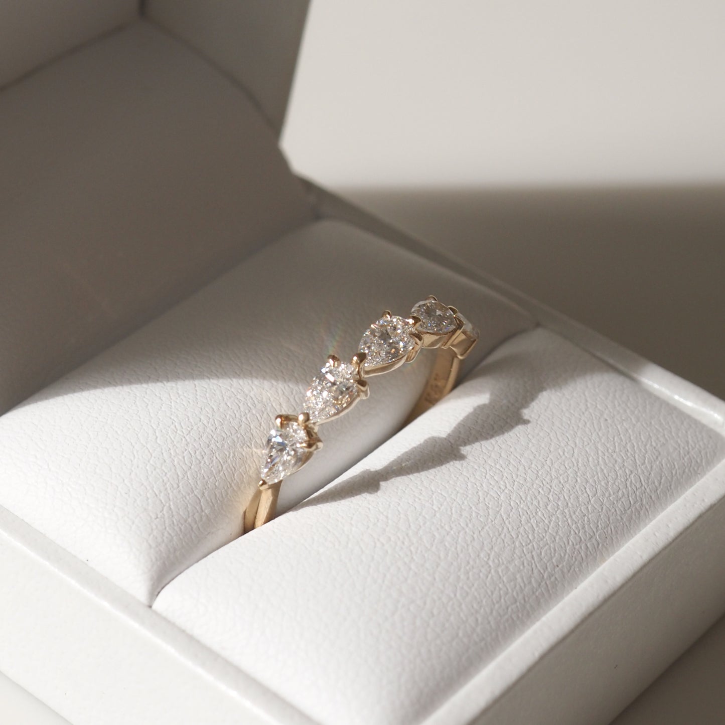 Stunning 1 TCW Pear Moissanite Stones Half Eternity Wedding Bands 2