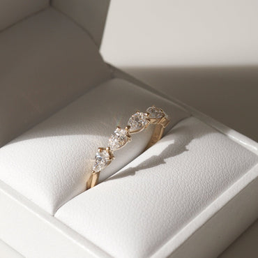 Stunning 1 TCW Pear Moissanite Stones Half Eternity Wedding Bands 2