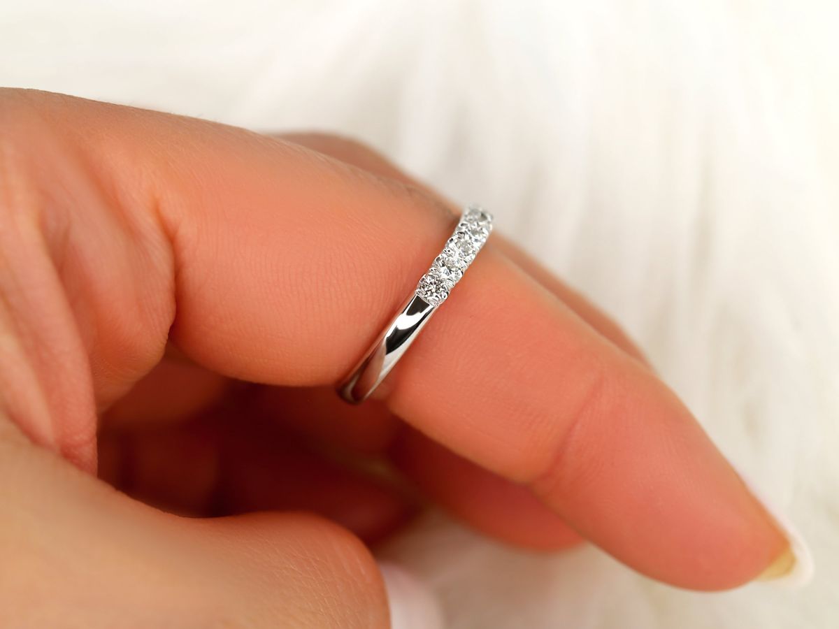 Stunning 0.6 TCW Round Moissanite Stones Half Eternity Wedding Band 6