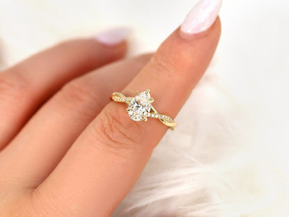 Stunning 1.50 CT Pear Moissanite Engagement Ring with Twisted Pave Design 10