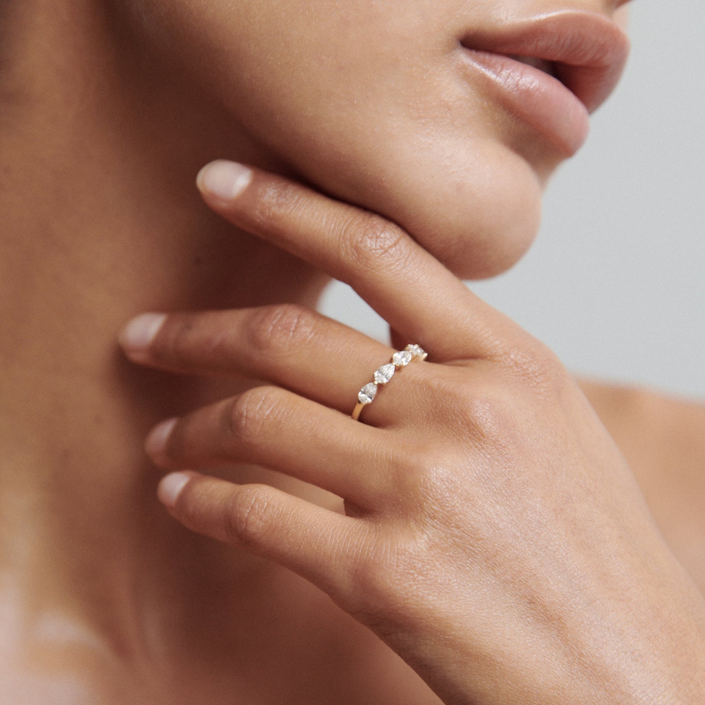 Stunning 1 TCW Pear Moissanite Stones Half Eternity Wedding Bands 4