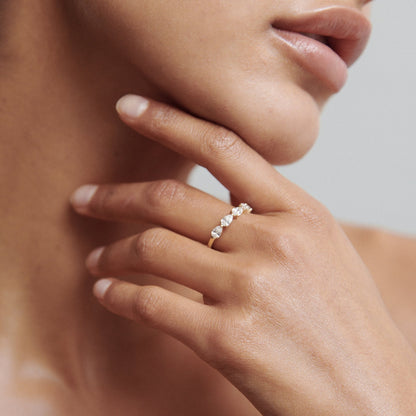 Stunning 1 TCW Pear Moissanite Stones Half Eternity Wedding Bands 4