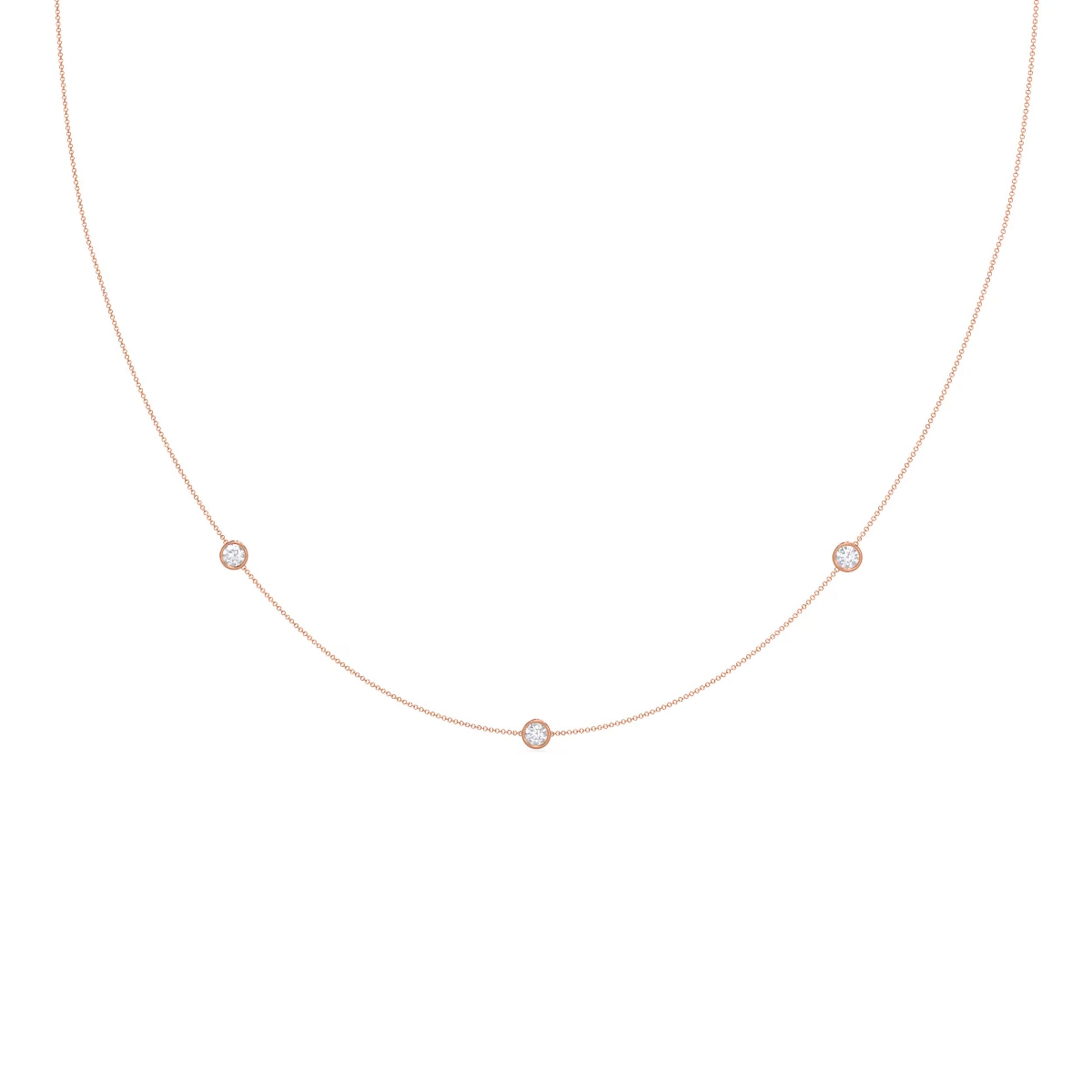 0.30 TCW Round Moissanite Diamond Floating Diamond Bezel Necklace in Solid Gold 6