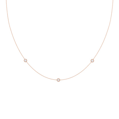 0.30 TCW Round Moissanite Diamond Floating Diamond Bezel Necklace in Solid Gold 6