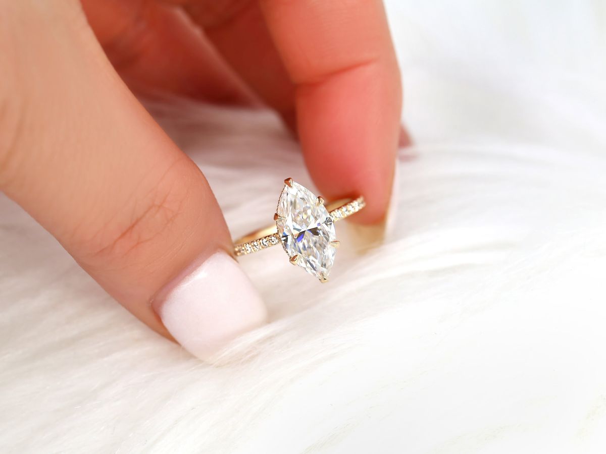 Stunning 2.80 CT Marquise Moissanite Engagement Ring with Hidden Halo Design 7