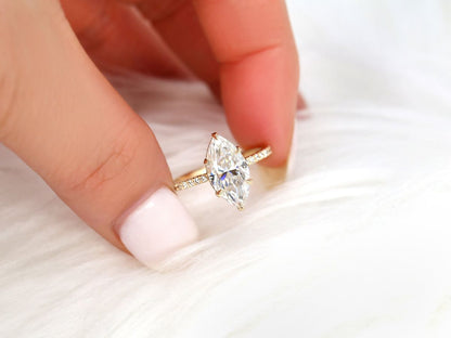 Stunning 2.80 CT Marquise Moissanite Engagement Ring with Hidden Halo Design 7