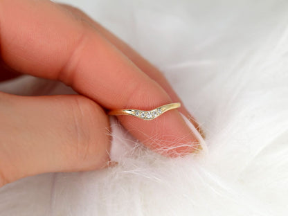 Stunning 0.06 TCW Round Moissanite Stones Curved Wedding Bands 5