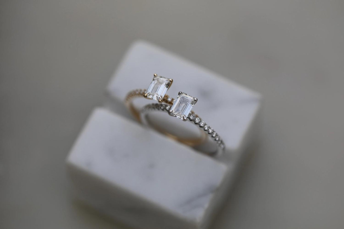 0.50 CT Emerald Cut Pave CVD E/VVS1 Diamond Engagement Ring 7