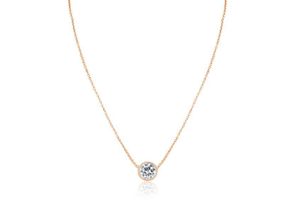 2.0 CT Round Moissanite Diamond Bezel Pendant Necklace in Solid Gold 1