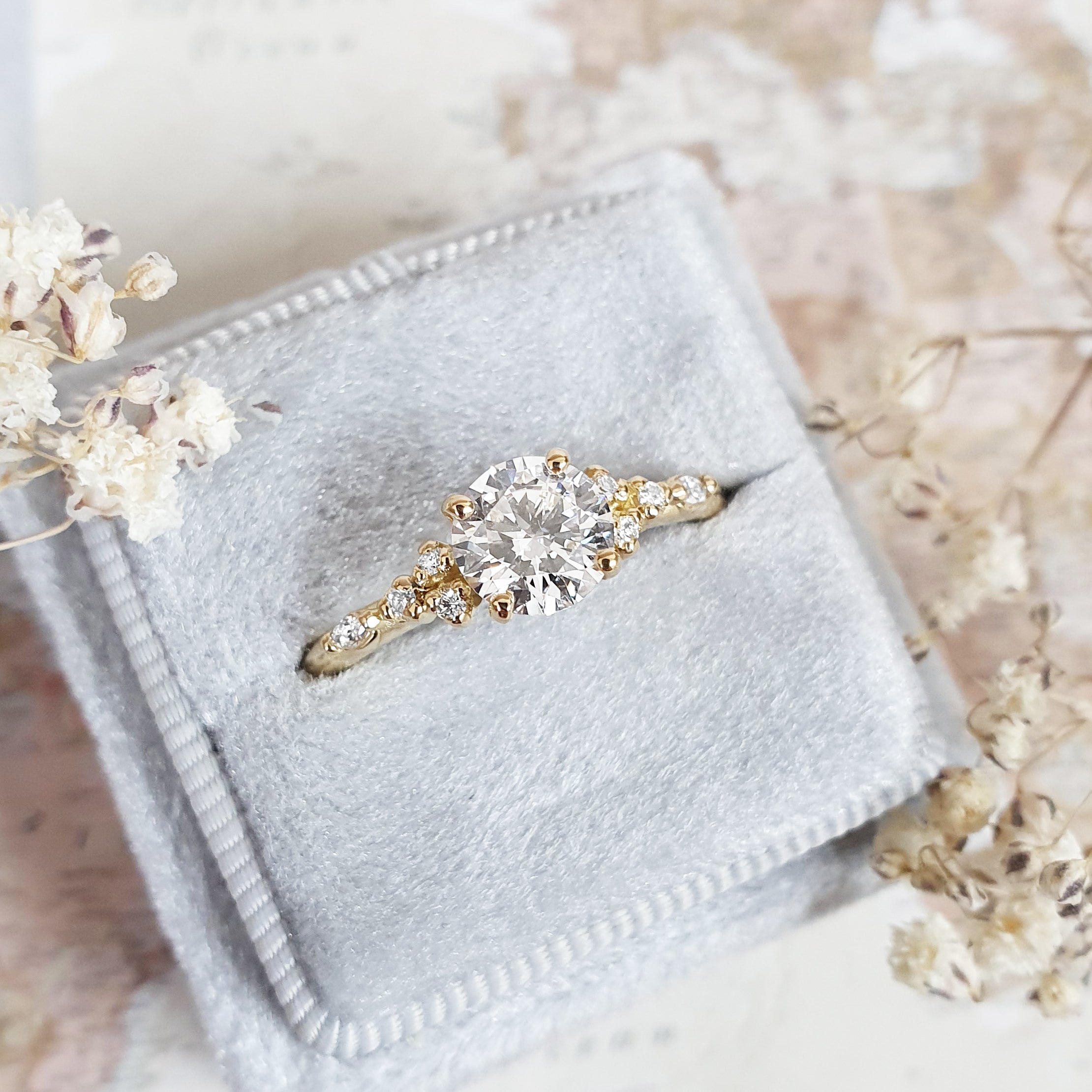 Round Cluster Lab Grown Diamond Engagement Ring