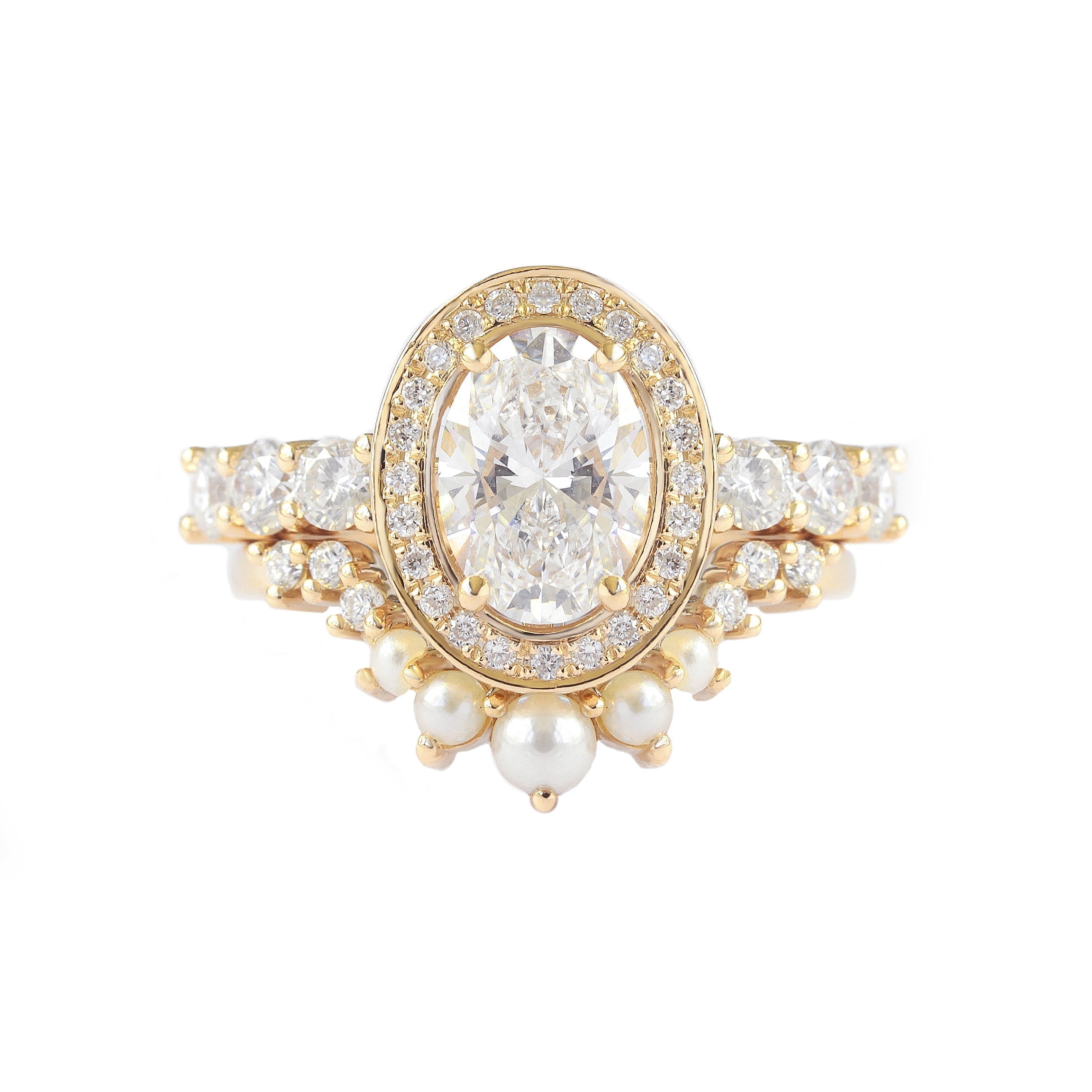 Oval Halo & Pave Lab Grown Diamond Engagement Ring