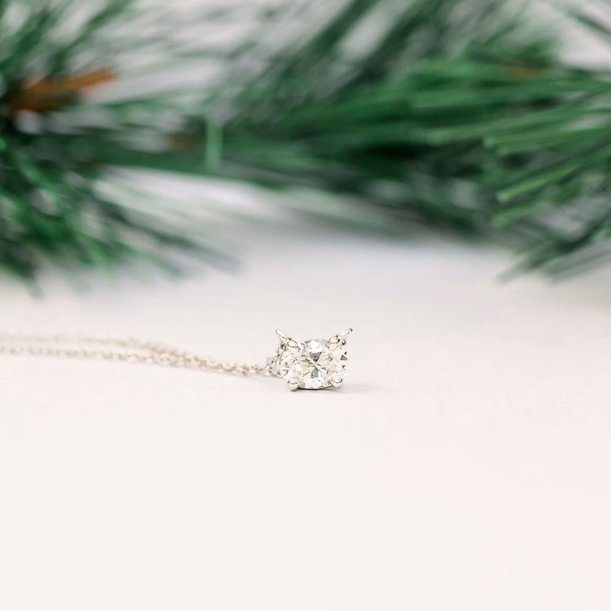 1.0 CT East West Oval Cut Moissanite Diamond Solitaire Pendant Necklace in Solid Gold 2