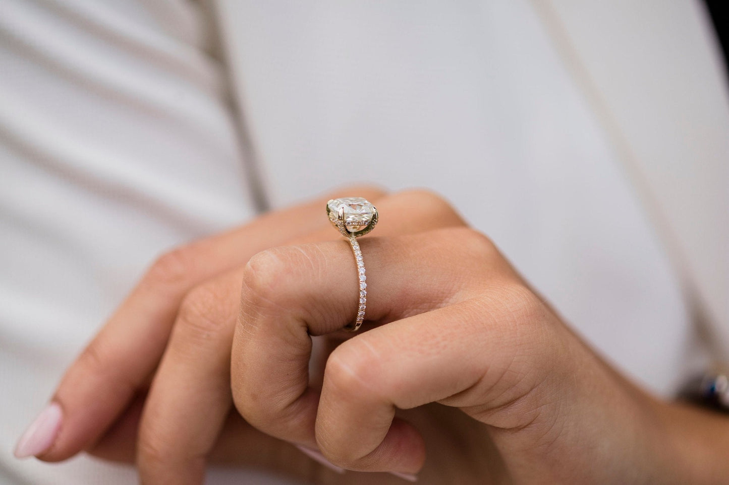 2.77 CT Cushion Cut Hidden Halo Pave Moissanite Engagement Ring 5