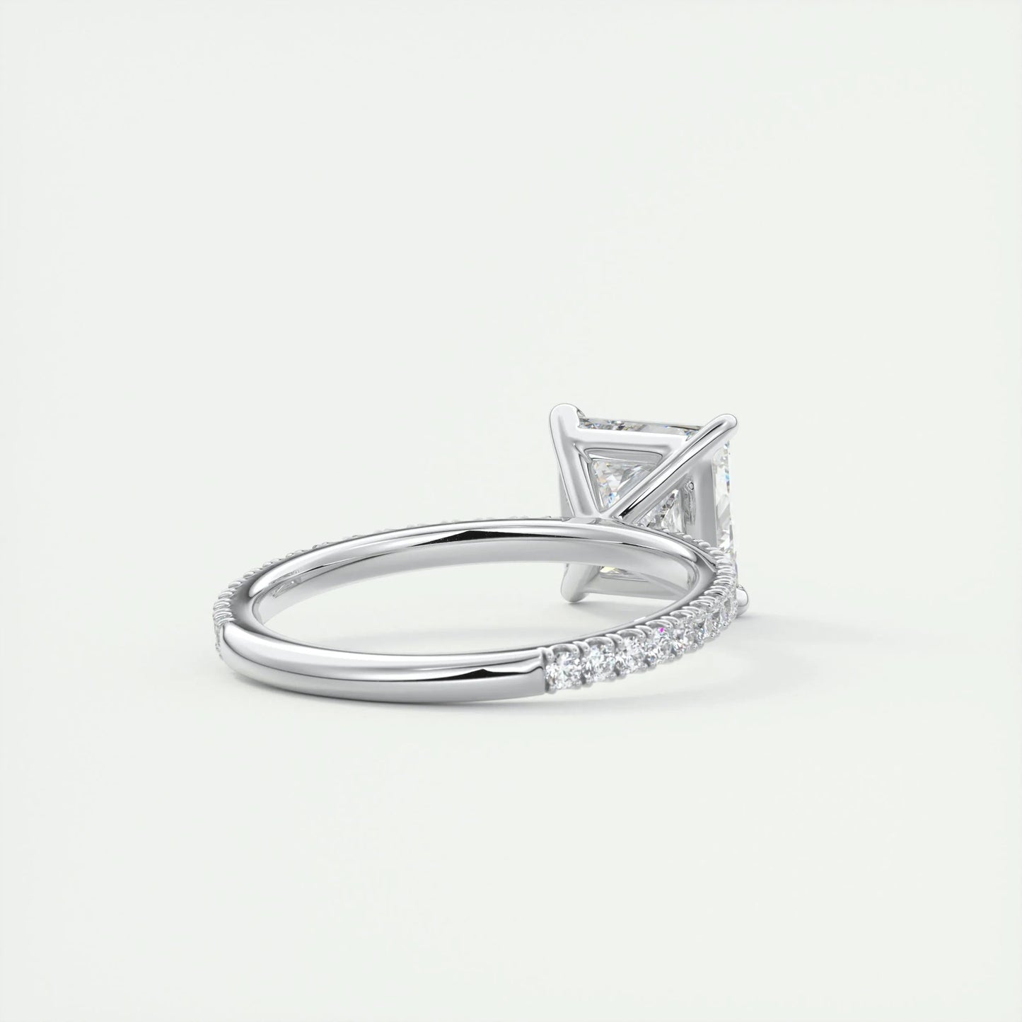 2.08 CT Princess Cut Pave Moissanite Engagement Ring 3