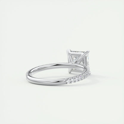 2.08 CT Princess Cut Pave Moissanite Engagement Ring 3