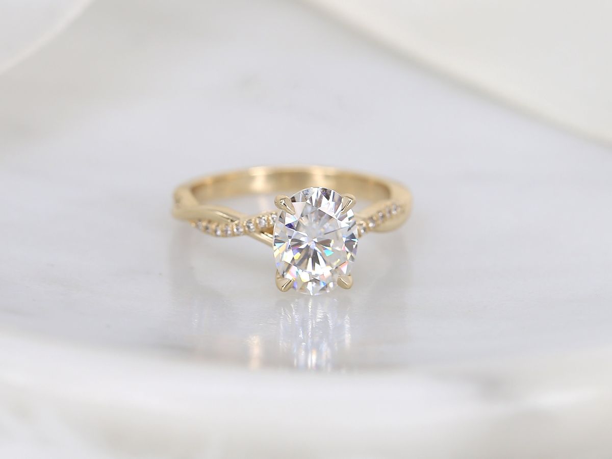 Stunning 2 CT Oval Moissanite Engagement Ring with Twisted Pave Design 1