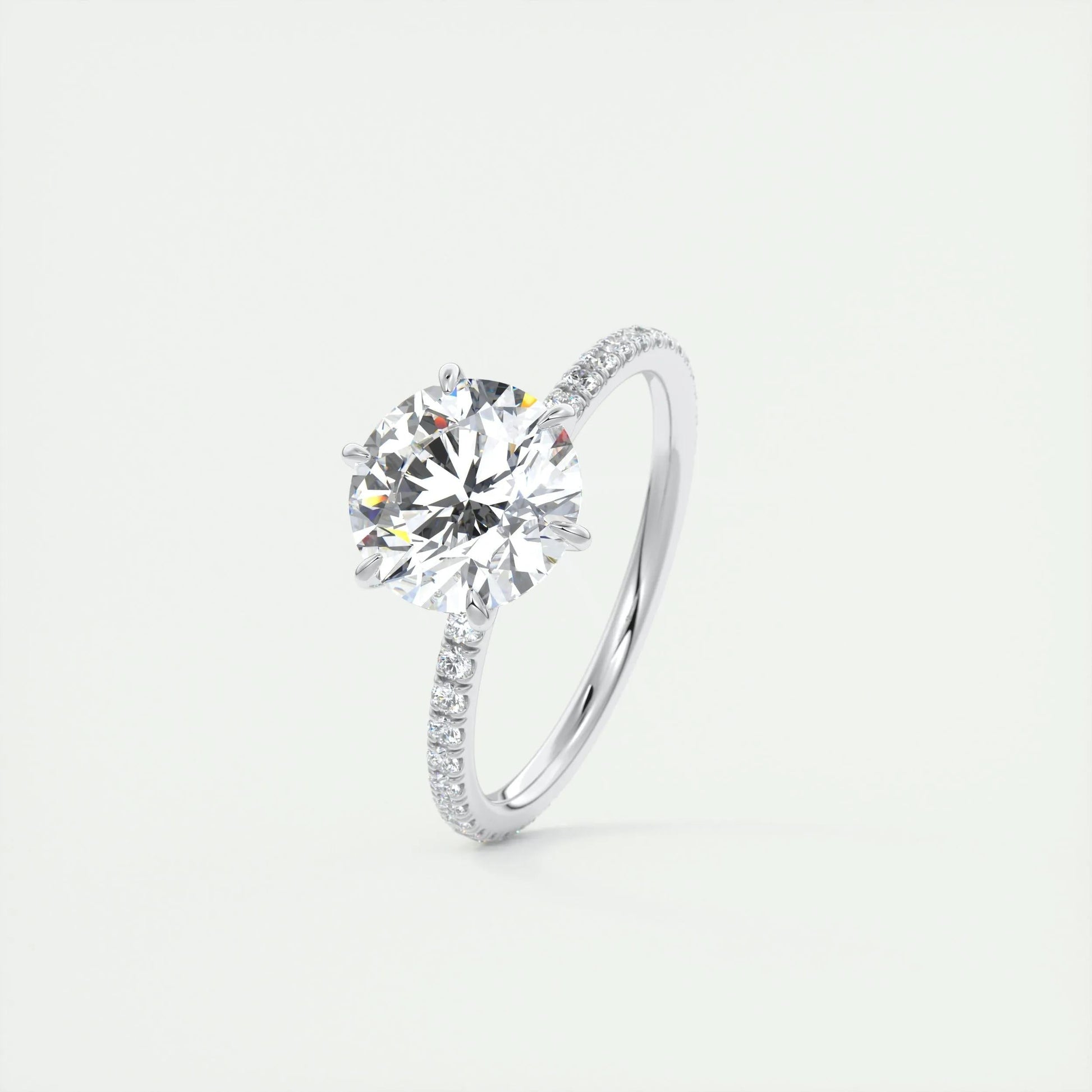 2.0 CT Round Cut Pave Moissanite Engagement Ring 4