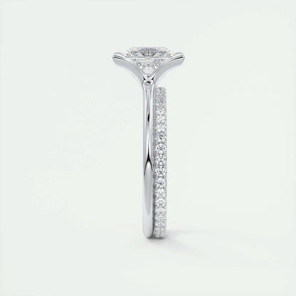 2.08 CT Princess Solitaire Half Bezel Moissanite Engagement Ring 5