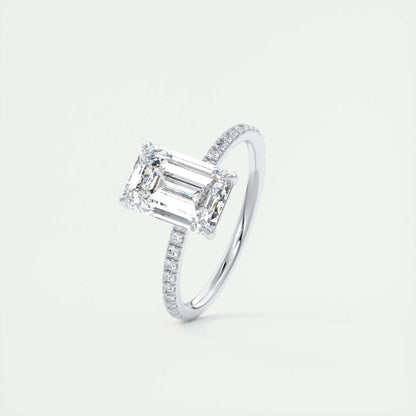 1.91 CT Emerald Cut Pave Moissanite Engagement Ring 4